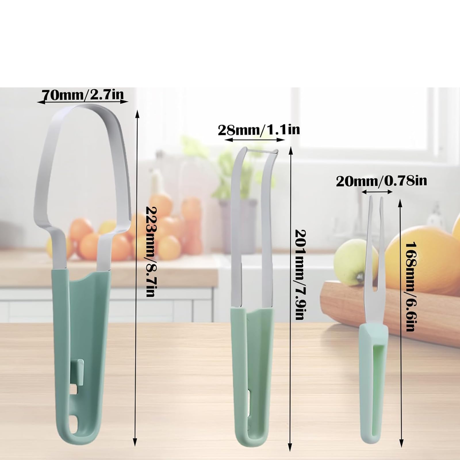 3in1 Watermelon Cutter Slicer Tool, Watermelon Popsicle Cutter, Watermelon Stainless Steel Fork Slicer Set, Watermelon Knife Fruit Cutter Fork for Kitchen Utility Gadgets