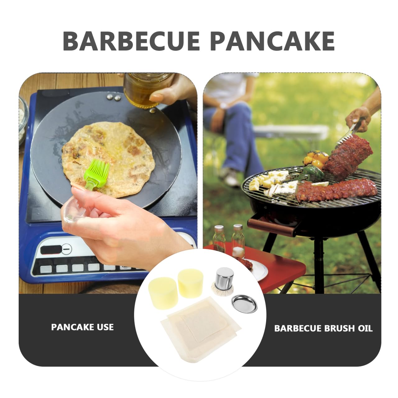 PRETYZOOM Brosse À Huile Pour Crêpes Avec Plateau Pratique Outil De Cuisine Multifonctionnel Pour Badigeonner Et Répartir L’Huile Uniformément