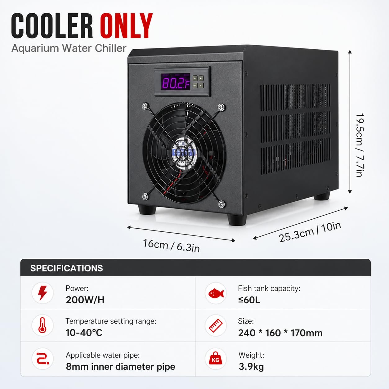 180W Aquarium Wasserkühler & Heizung, Temperaturregelung 10-40°C für Aquarien bis 60L, ideal für DIY-Projekte, effizientes Kühl- und Heizsystem