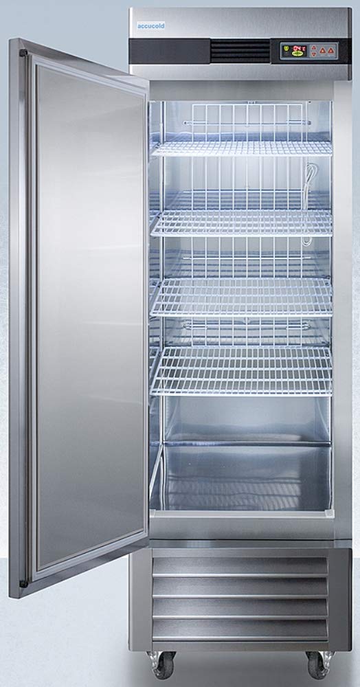 AccuCold ARS23MLLH Pharma-Vac Performance 23 Cu.Ft. Upright Pharmacy All-refrigerator with Left Hand Door Swing Auto Defrost Lock Digital Thermostat in Stainless Steel. by Summit