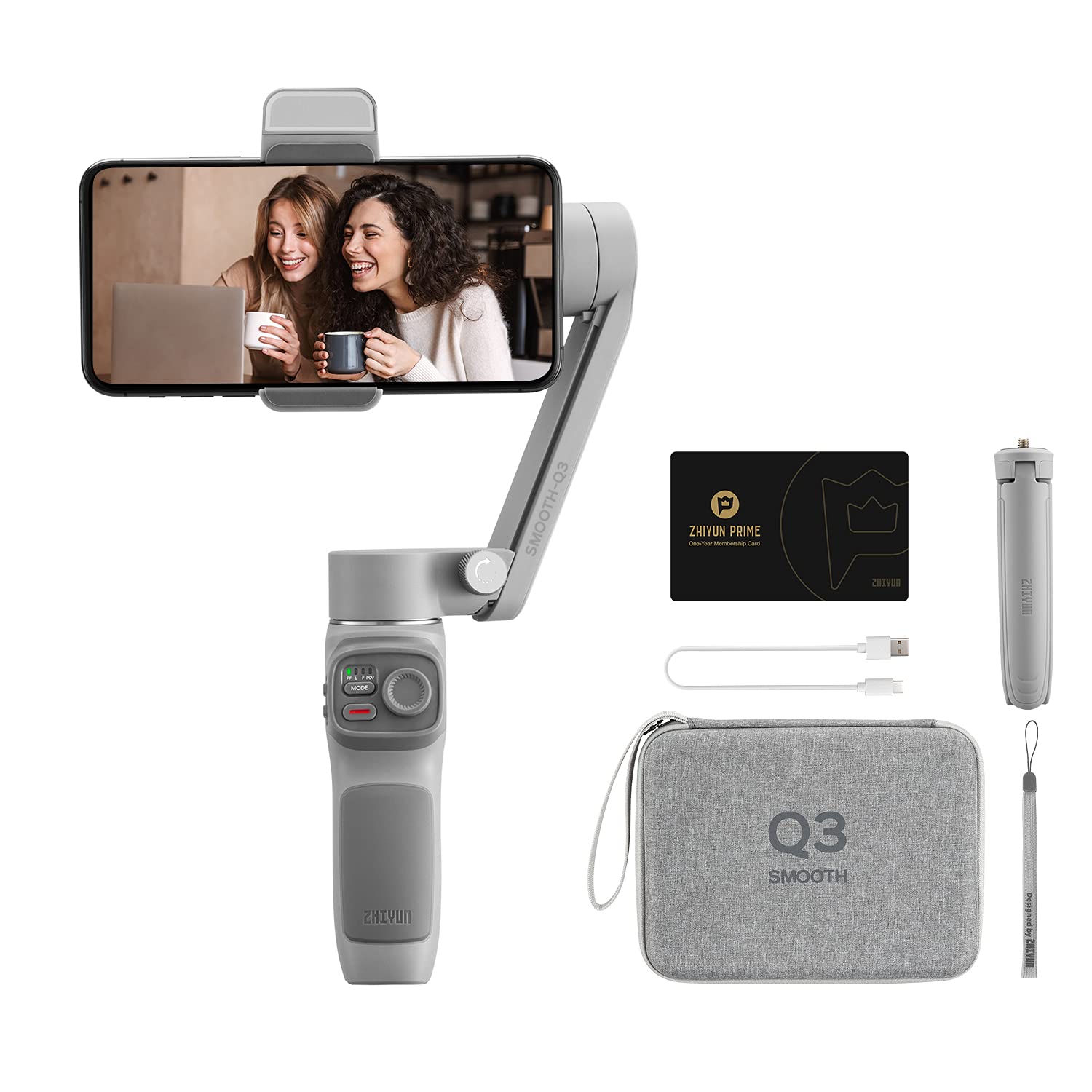 Zhiyun Smooth Q3 [Combo] Gimbal Handheld stabilizer for Phone,with Gimbal Case,Tripod, VIP Card,LED 