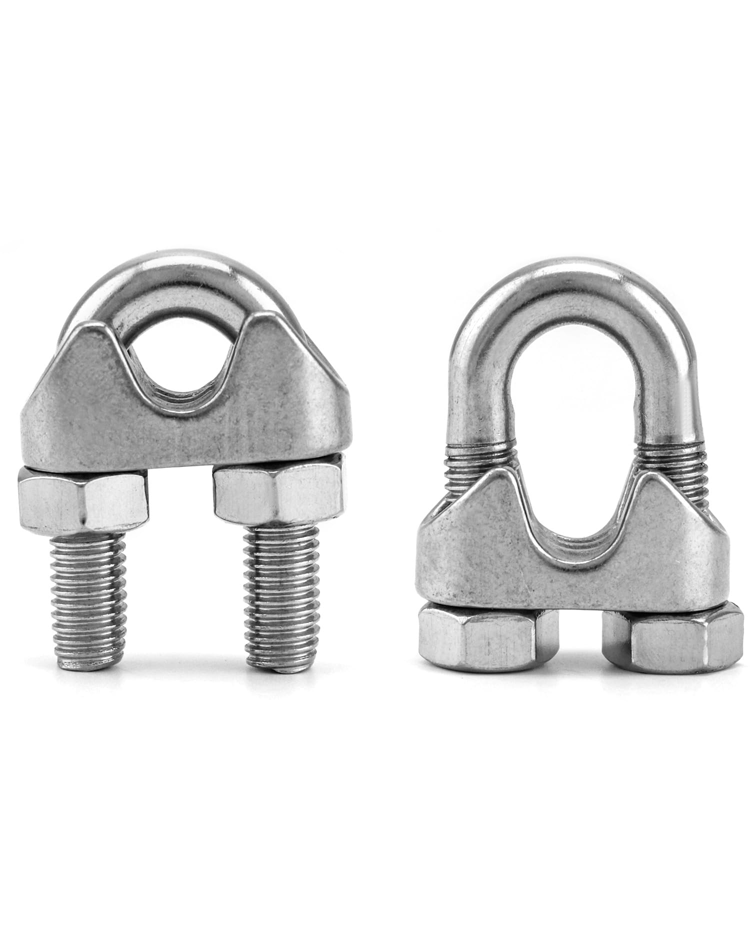 QWORK Morsetto per fune metallica da 1/2", M12, confezione da 50 pezzi di grandi dimensioni con bullone a U, morsetti per cavi di fissaggio in acciaio inossidabile 304, collega 2 strati di filo per