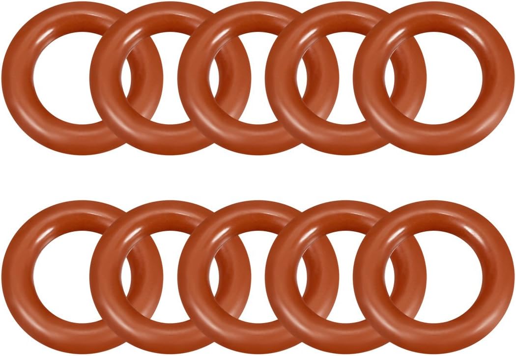 sourcingmap Silicone O-Ring, 10mm OD, 6mm ID, 2mm Width, VMQ Seal Rings Gasket, Red, Pack of 10, 6mmx10mmx2mm
