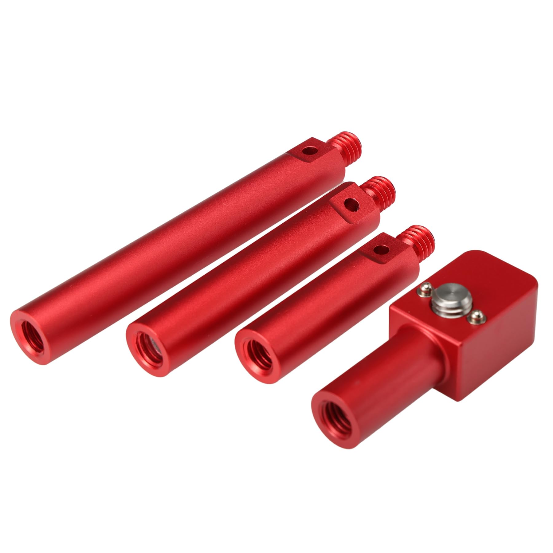 15mm Mounting Rod Tube, 2inch 3inch 4inch Length Extensions for Sony ARRI RED Camera Wireless Follow Focus Lens Motor Shoulder Rail Mounting with 3/8" Thread, Red