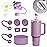 BonneChance Lilac Silicone Stanley Cup Accessories Set: 6 Pcs Spill Proof Stopper, 2 Pcs Straw Cover Cap, 1 Pcs Silicone Boot for Stanley 40oz & 30oz Tumbler