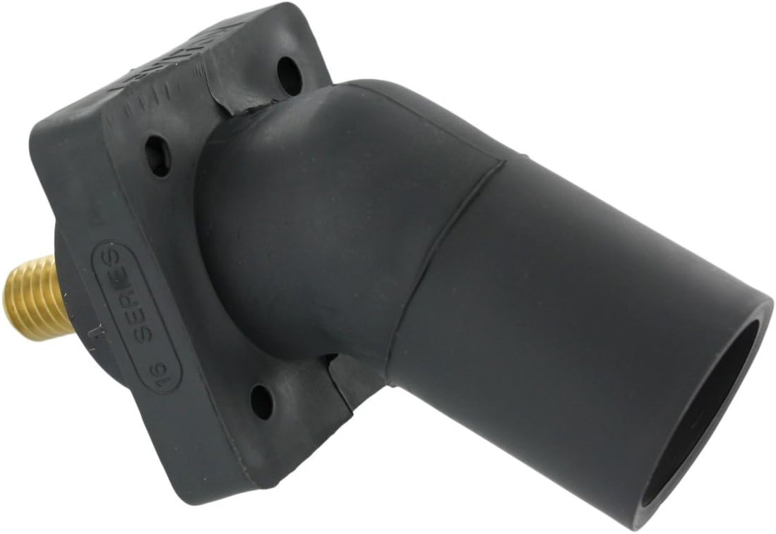 Leviton 16R29-UGY Taper Nose, Panel Receptacle, Male, 45°, Cam-Type Connector with Threaded Stud Termination, Gray