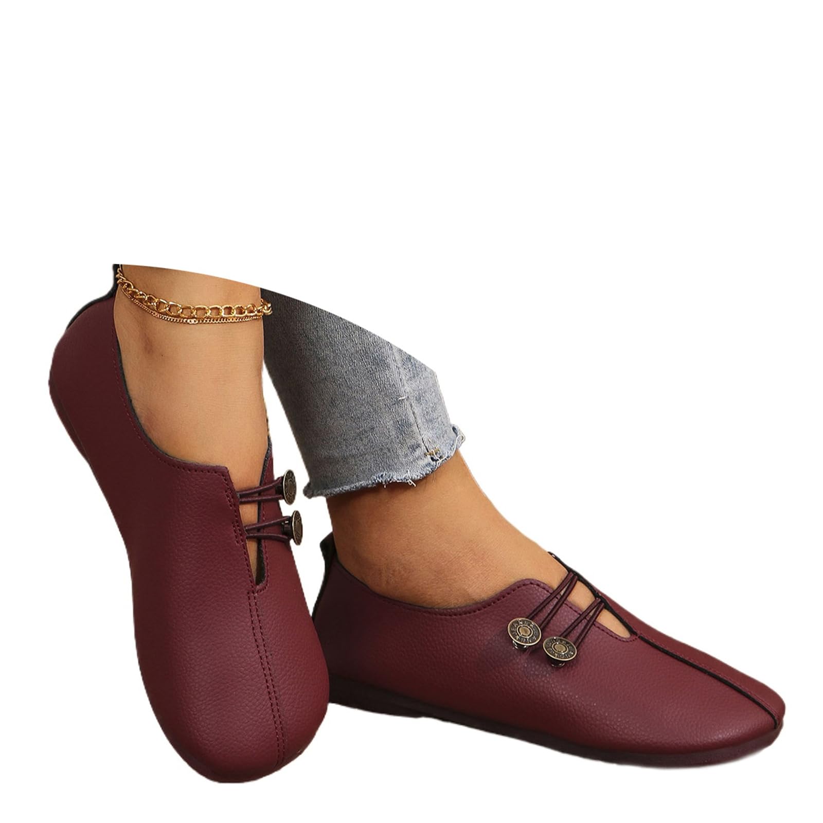 Scarpe ortopediche morbide e flessibili, mocassini retrò larghi da donna, mocassini morbidi e leggeri, punta tonda, scarpe piatte