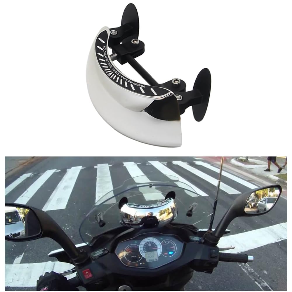 E-GENERIX® Universal Motorcycle 180 Degree Rear View Mirror Wide-Angle Safety Blind Spot Windshield Screen Convex Side Mirror for Motorcycle, ATV/UTVs, Scooters, and Cars