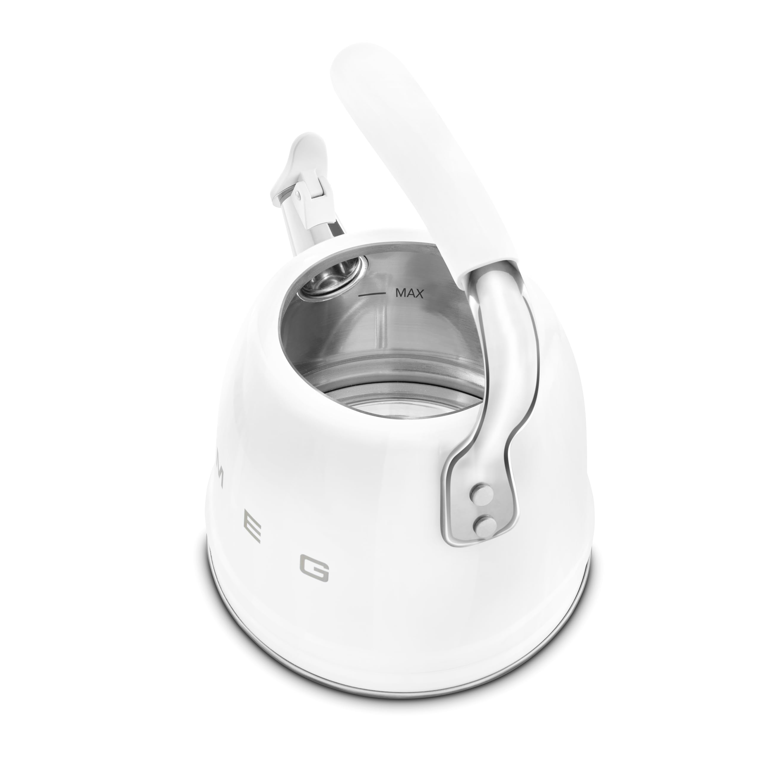 Smeg WKF01WH Whistling Kettle for Hobs, Stainless Steel, 2.3 liters, White