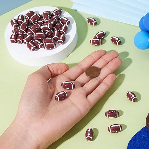 Miniatura 5 de 50 cuentas acrílicas opacas estilo artesanal, artículos deportivos, cuentas acrílicas de rugby, cuentas espaciadoras de fútbol americano, cuentas