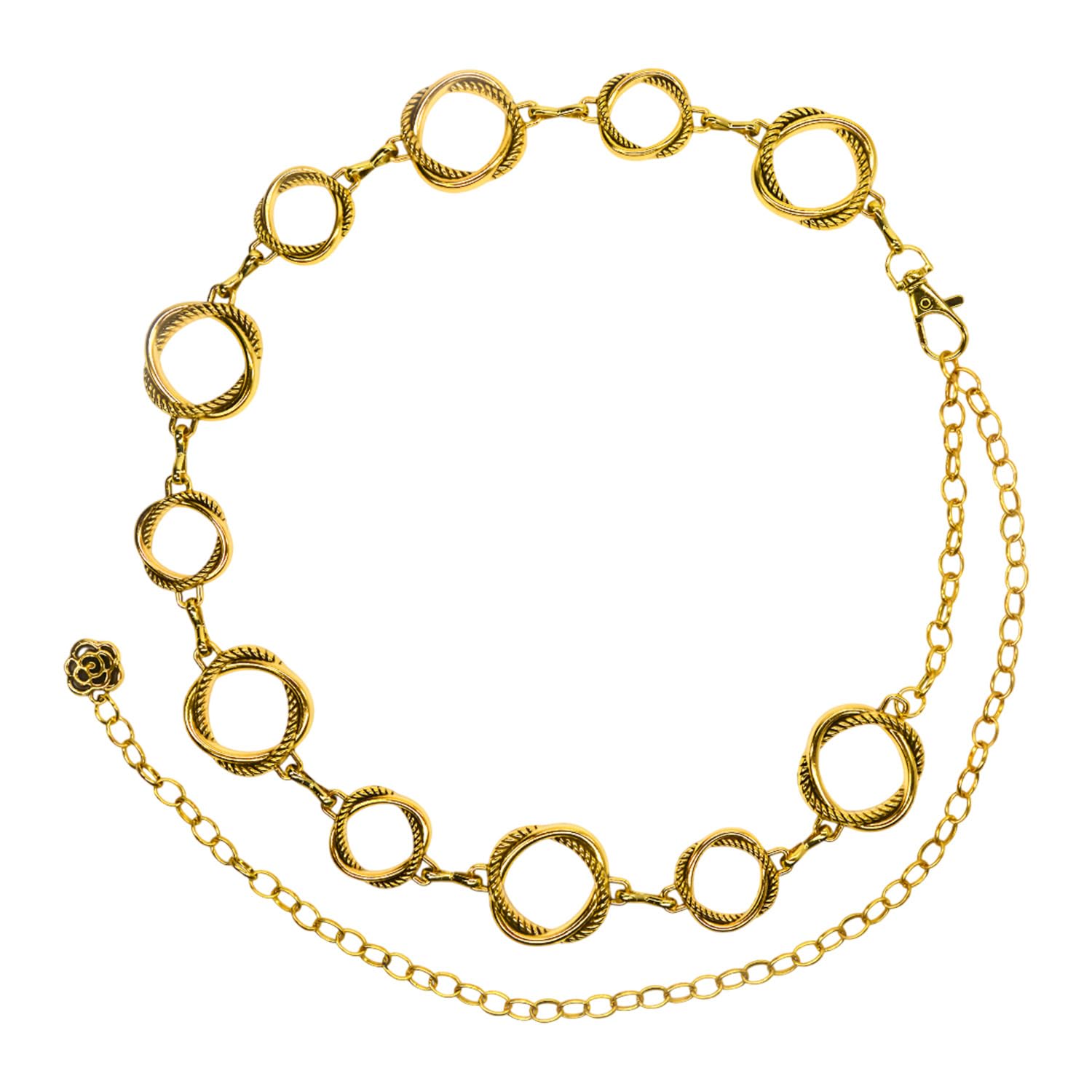 syga Adjustable Waist Chain For Women's Antique Twisted Oval Link Design Golden Metal Chain With Dress, Saree, Lehenga Decorative Waist Belt-picture-23