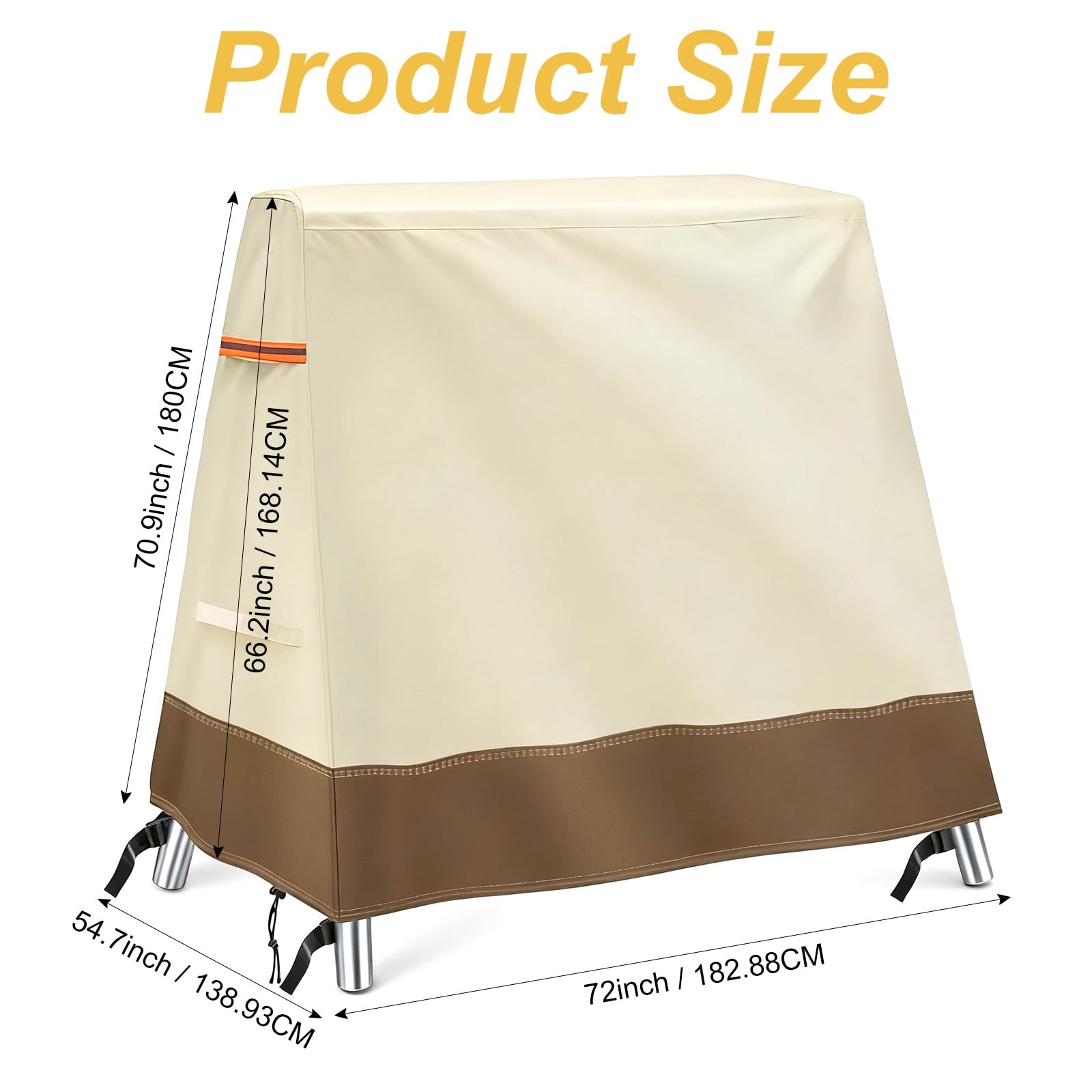 Blueshyhall Housse de protection imperméable pour balancelle de jardin 2 places, housse de protection pour meubles de jardin, balançoire double, protection contre les rayons UV et la poussière (marron
