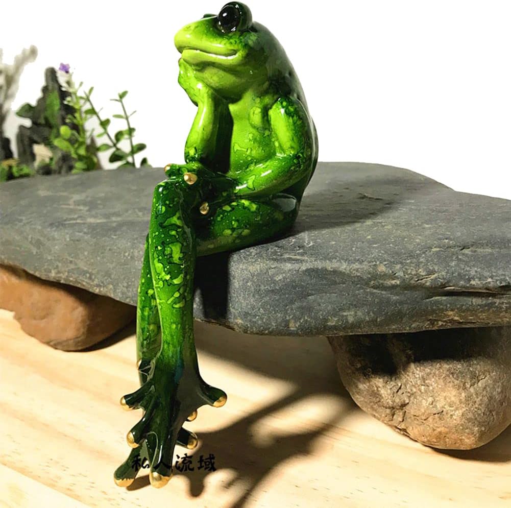 Frog Sculptures Garden Statues Flowerpot Landscaping Ornament Fairy Plant Pot&Vase Hugger, Mini Decorative Climber Clingers (2 Pack Frog)