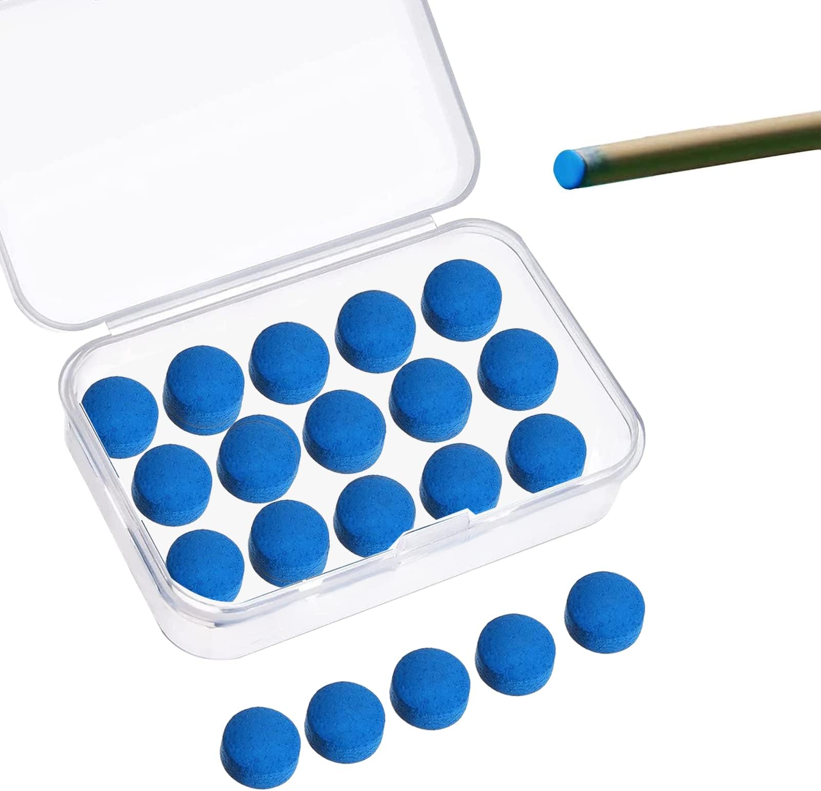 20 Pieces Cue Tips, 10mm Pool Tips Snooker Tips Blue Diamond Snooker Cue Tips Leather Pool Cue Tips Billiard Tips Snooker Cue Replacement Tips Pool Stick Tips for Pool Cues and Snooker