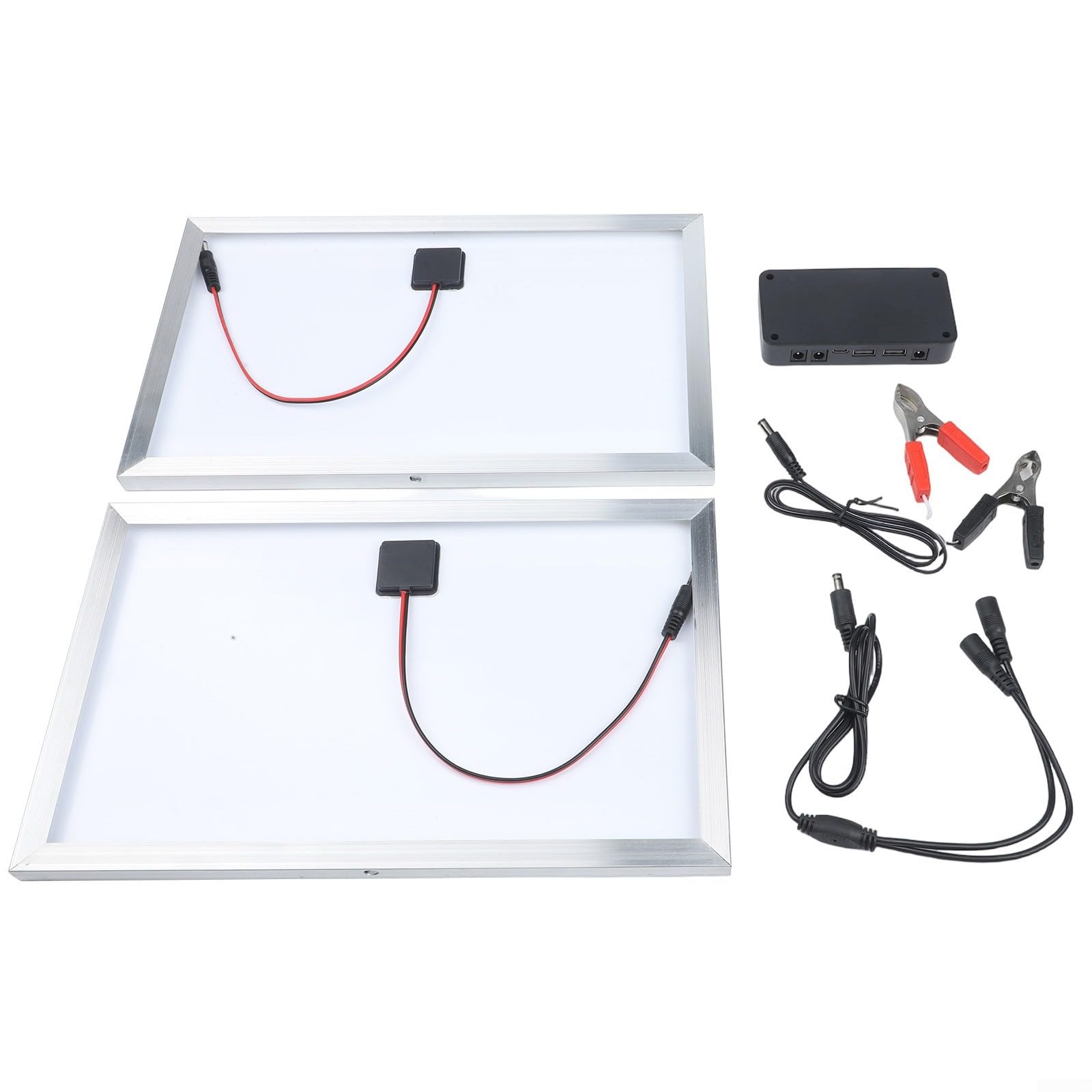 Kit caricabatterie solare ad alta efficienza da 12 V con protezione da sovraccarico e grado di protezione IP65 per la cura della batteria di auto, barca, camper, moto (doppio)