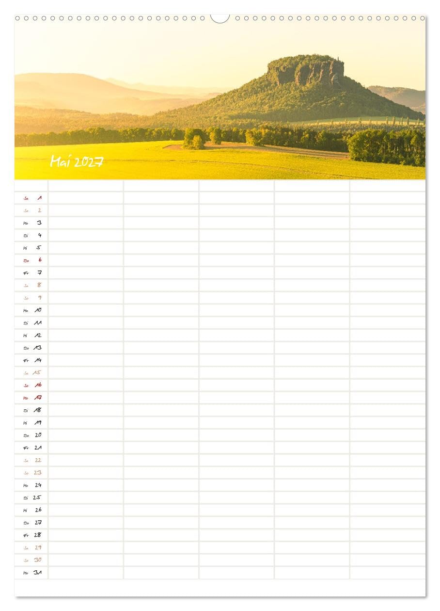 Familienkalender - Wandern im Elbsandsteingebirge (Wandkalender 2027 DIN A2 hoch), CALVENDO Monatskalender: Impressionen aus der Sächsischen & Böhmischen Schweiz mit Ortsangaben (CALVENDO Natur)