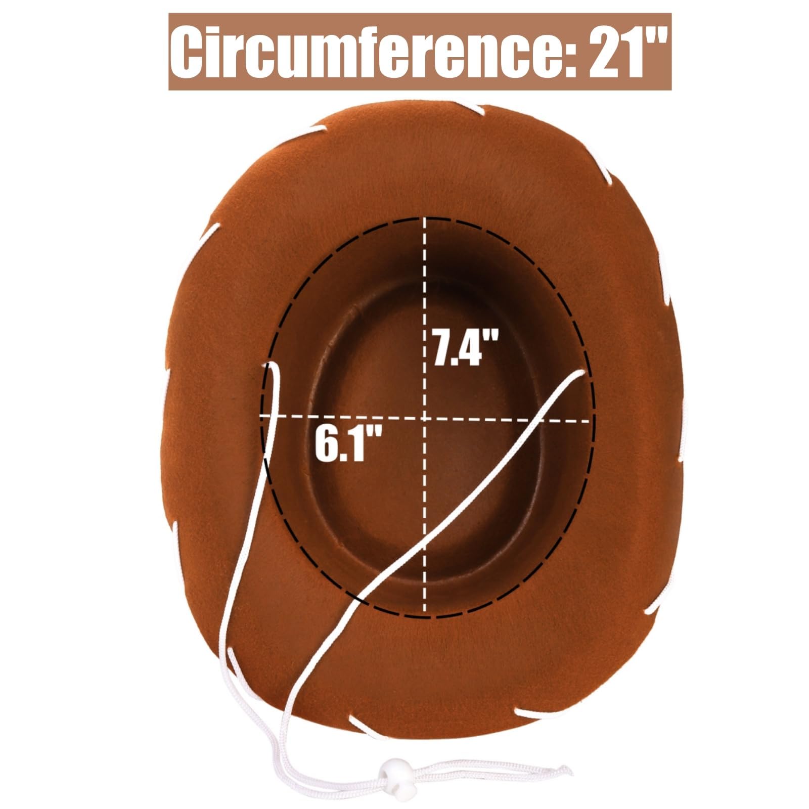 Peohud 4 Pack Cowboy Hat, Western Unisex Hats, Brown Wide Brim Felt Cowboy Hat with Neck Drawstring, Woody Costume for Party - Image 3