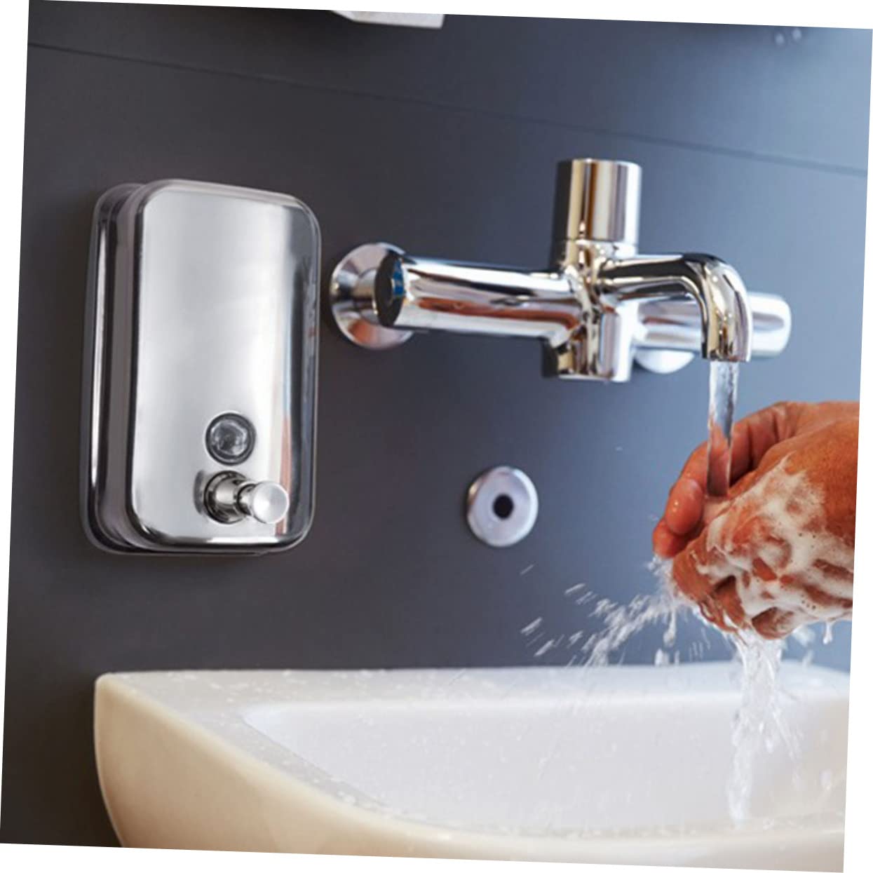 Dispensador de Jabón Líquido de Pared Recargable Acero Inoxidable 800ml Plata para Baño, Hotel y Ducha