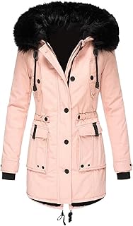 Ropa de invierno con capucha for mujer, abrigo largo grueso y cálido, abrigo Parka a prueba de viento con capucha for senderismo al aire libre