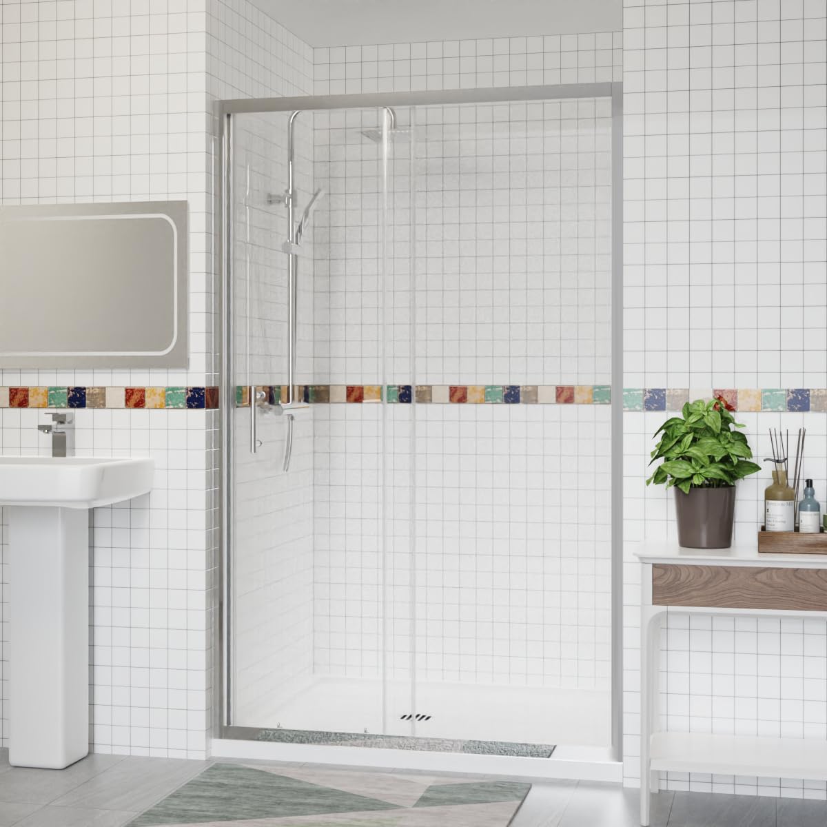 Aquariss 1300x1900mm Sliding Shower Enclosure Chrome