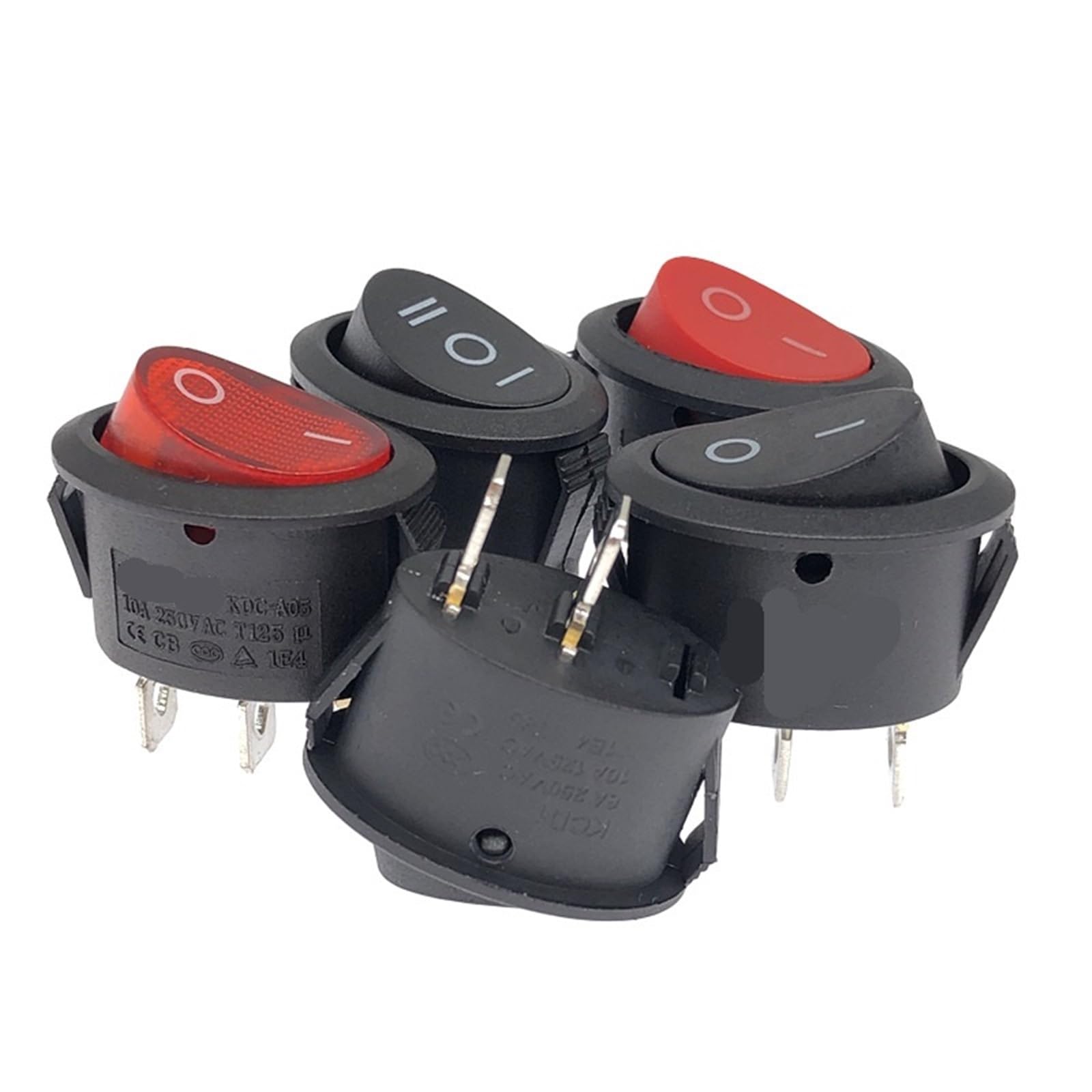 Interruptor basculante redondo KCD1 de 125 V CA y 250 V CA, encendido/apagado, LED, 6 A, 10 A, 2/3 pines, 15 mm, 20 mm, 2/3 posiciones, 10 unidades(3Pin-2position lamp)