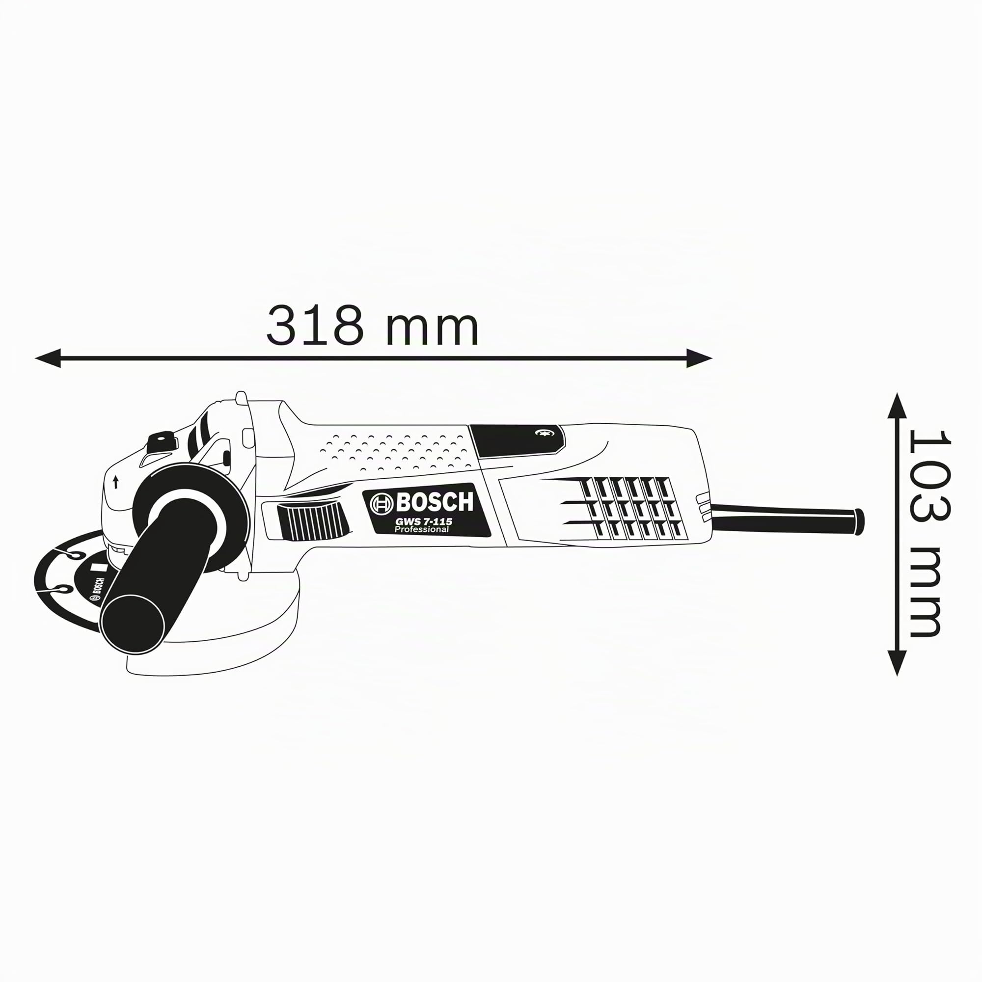 Bosch Professional 601388203 Smerigliatrice Angolare GWS 7-115 E con Protezione da Riavvio, Preselezione della velocità, in Scatola di Cartone, 720 W, 230 V, Blue/Nero