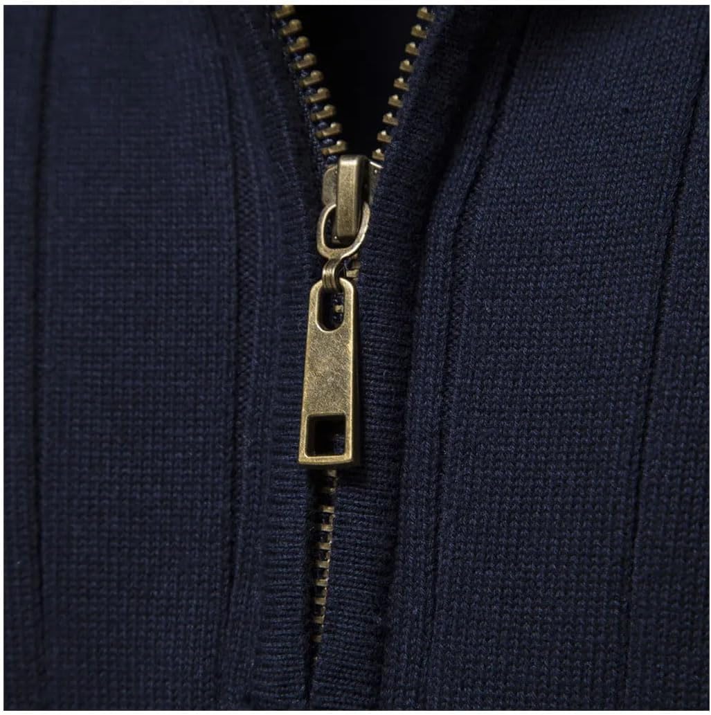 Maglioni Pullover con Cerniera Autunnale per Uomini Caldi Inverno Collare Maglione Maglione maschiali Uomini a Maglia a Maglieria Lunga, Marrone, XXL