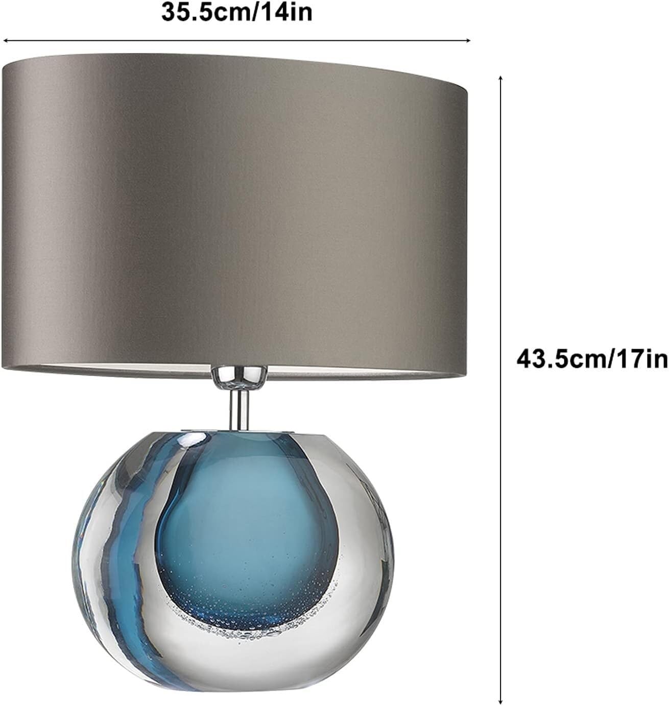 Coppia di lampade da tavolo per camera da letto, lampade da comodino in vetro con paralume in tessuto, lampade da comodino moderne e concise, lampada a sospensione (blu)
