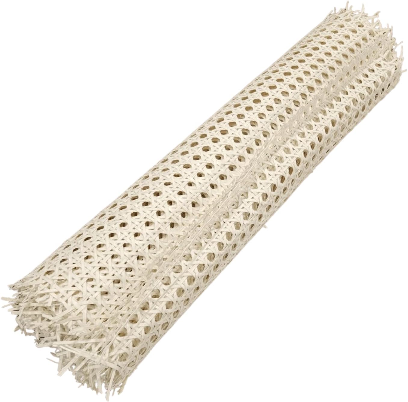 18” Wide Semi-Bleached Rattan Webbing Roll for Caning Projects, Natural Pre - Woven Open Mesh for Caning Chair, Craft Cabinet and Furniture - Rattan Hexagon Cane Webbing