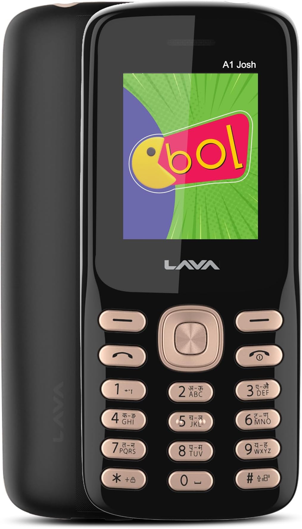 Lava A1 Josh (with BOL Feature) Dual Sim Keypad Mobile Phone | Long-Lasting Battery |22 Launguages Read Support | Auto Call Recording | Call Blink Notification (Black Gold)