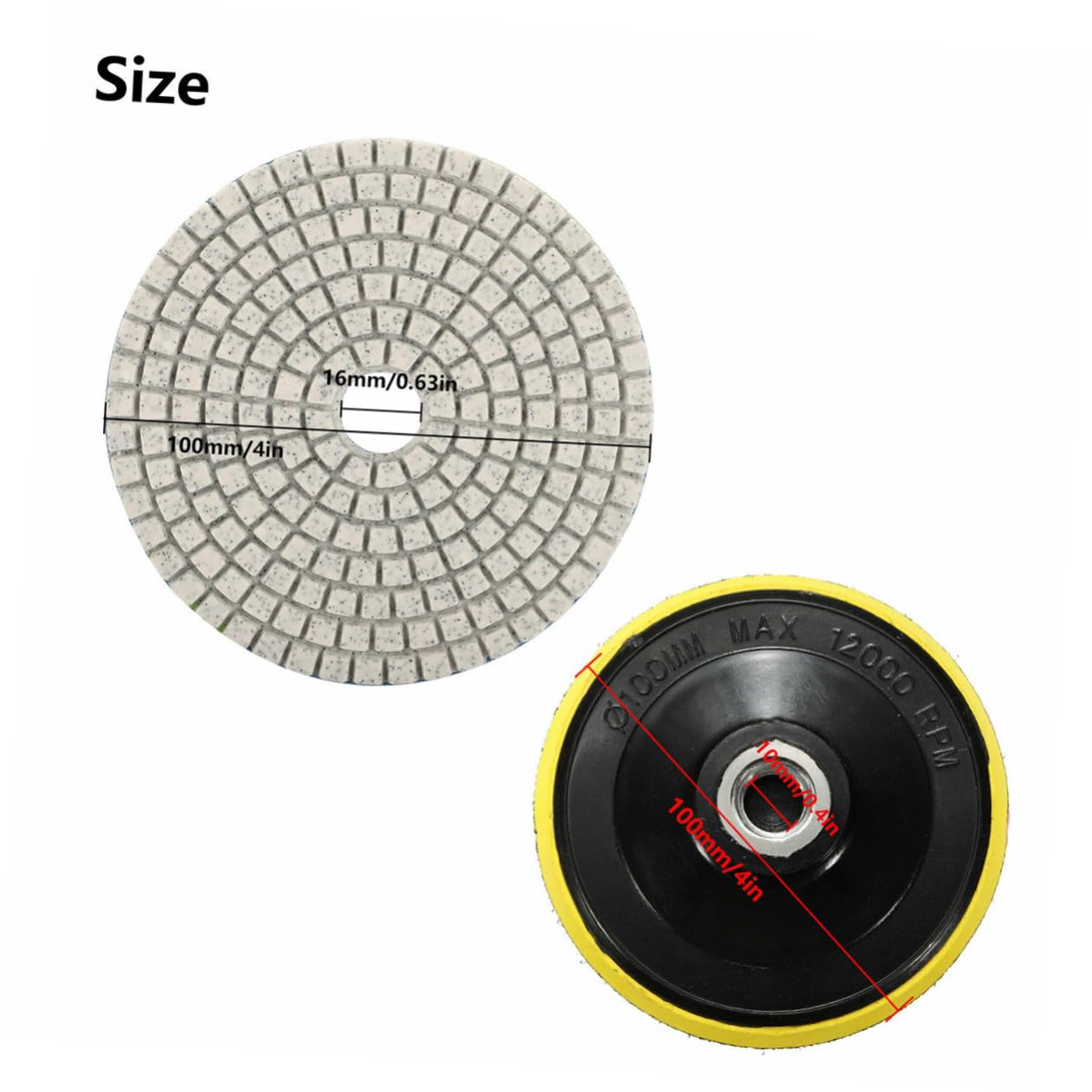 Almohadilla Pulido Diamante Húmeda 4 Pulgadas, Resina, 10 Piezas | Granito, Piedra, Hormigón, Mármol, Kit para Obra y Taller, Discos Abrasivos para Uso Versátil