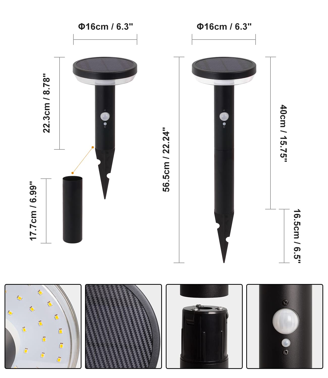 DAWALIGHT Solarlampen für Außen mit Bewegungsmelder 3 Modi IP44 DAWALIGHT Solarlampen für Außen mit Bewegungsmelder 3 Modi IP44