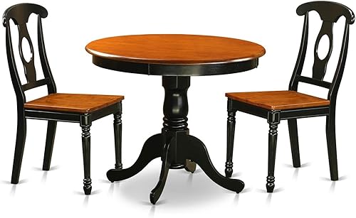 East West Furniture Juego de mesa de cocina, 2 grandes sillas de comedor de madera, una hermosa mesa de comedor moderna, asiento de madera, mesa de