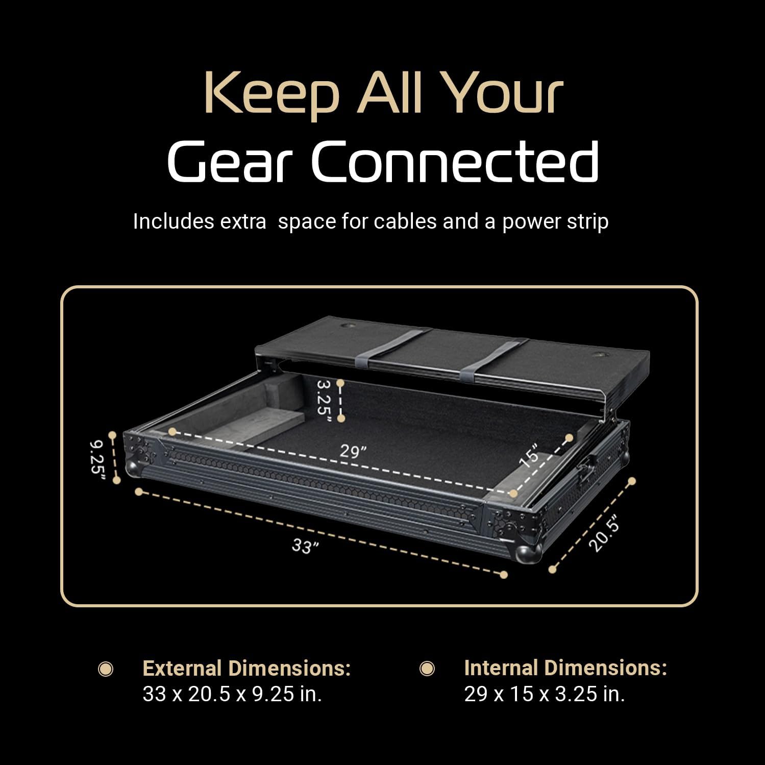 Headliner Pitch Black Flight Case Compatible with Pioneer DJ DDJ-REV5 Controller with Laptop Platform - Custom Fit DJ Controller Case, Rugged Design, Stackable Ball Corners - Ideal for DJs On the Go