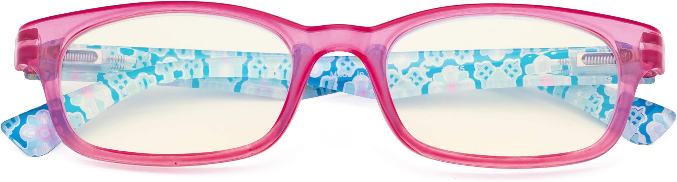 CessBlu Ladies Blue Light Filter Computer Glasses Floral Print Design Blocking UV Readers for Women Reading Screen (Pink) +0.75