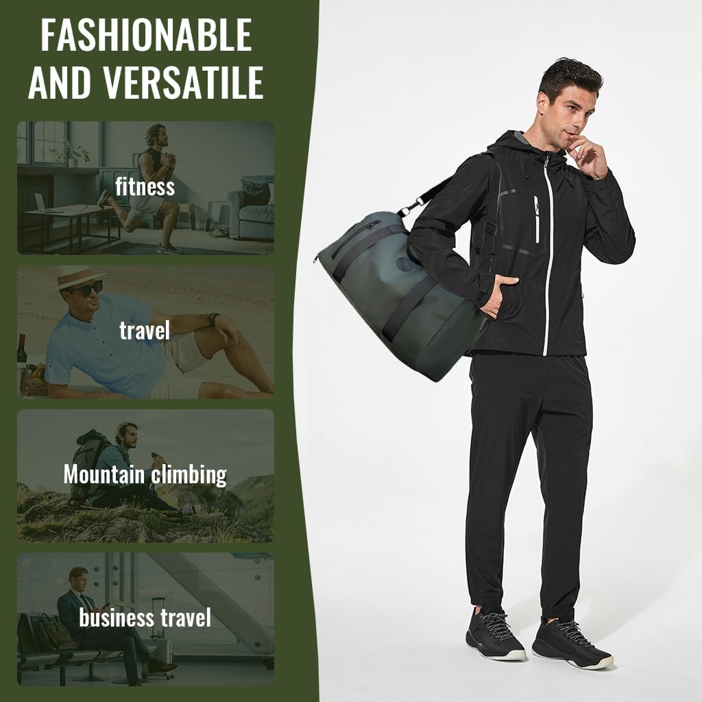 GUSTAVE® Gym Bag for Men with Footwear Compartment, Fashion Oxford Cloth Waterproof Duffle Bag Removable Shoulder Strap Travel Luggage Bag, 46x20x26cm