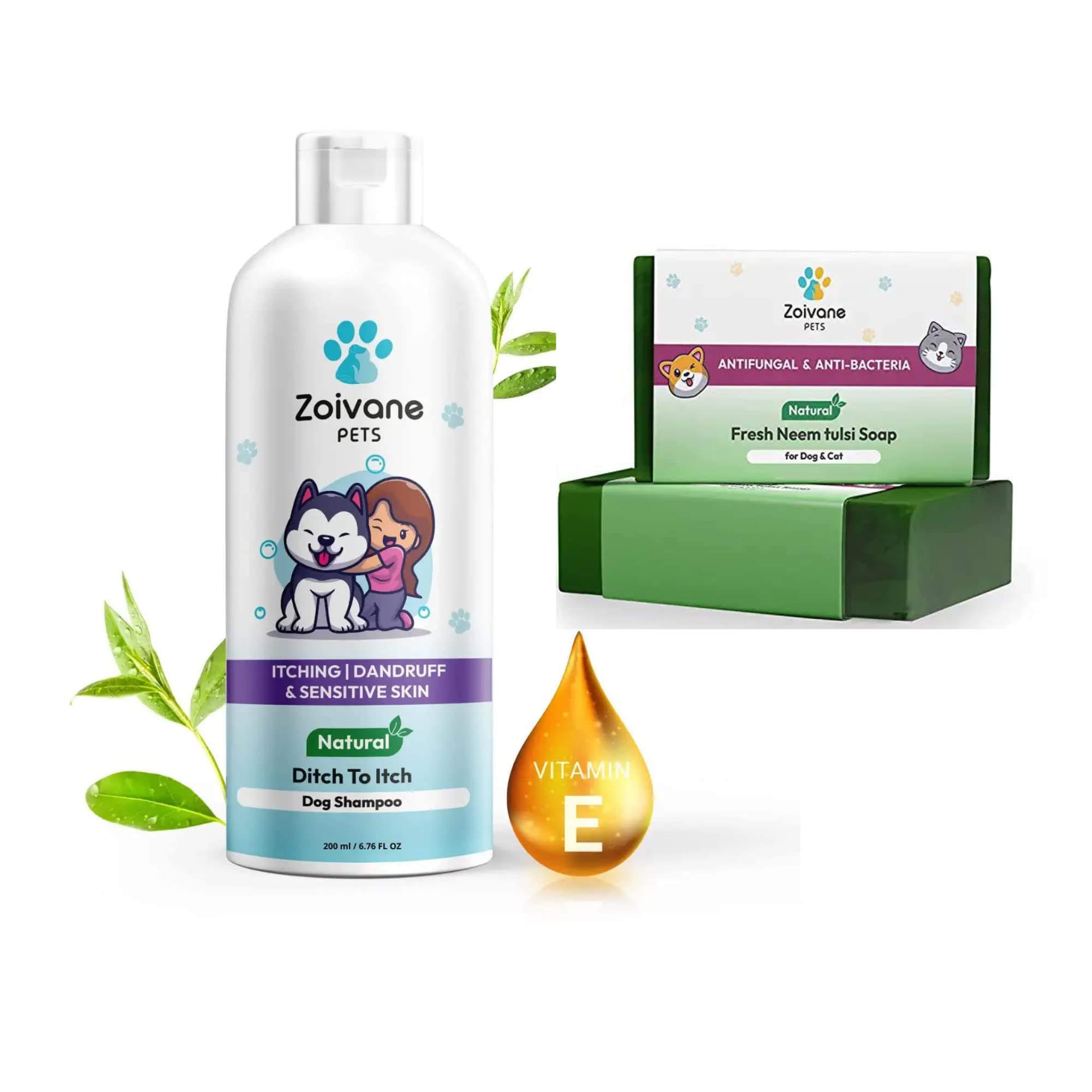 ZOIVANE Dog Shampoo With Soap | Ditch To Itch Dog Shampoo 200Milliliter + Neem Tulsi Soap 100 Gm Each - Pack Of 2 - Combo - 200 Milliliter (B09VZ6RCJX) Amazon Price History, Amazon Price Tracker