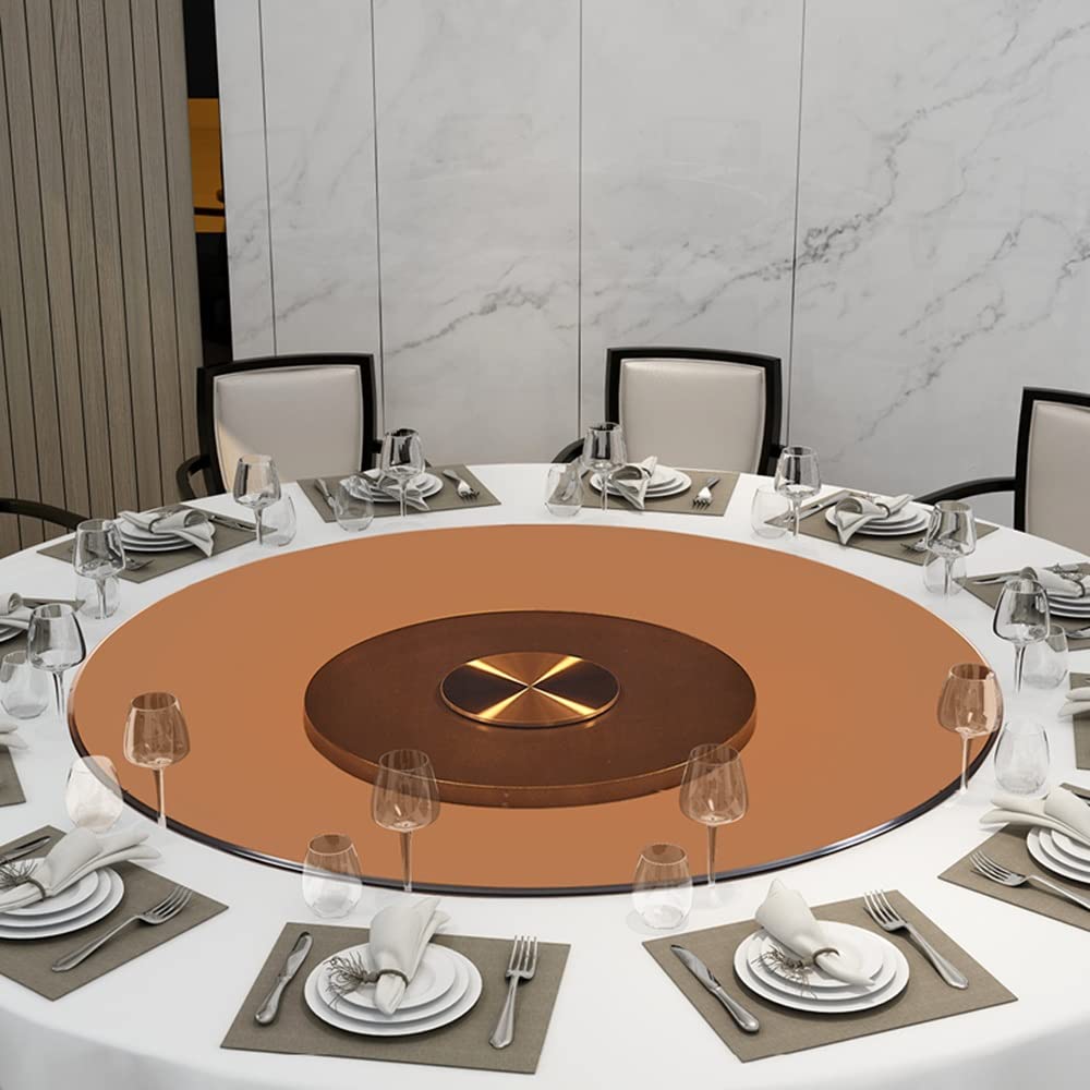 Plateau Tournant Rotatif Lazy Susan en Verre, 360° Rotative Plateau en Verre Trempé, Lazy Susan Rond, Ø80cm, 8mm D'épaisseur, Marron (Size : 90cm(35inch))