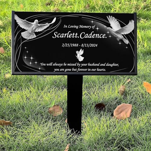 Image of Customized Memorial Granite Stone,Headstones for Graves,Garden Memorial plaques for Outdoors,Cemetery Marker,Memorial Stones for Loved Ones, Memorial Plaques for Outdoor