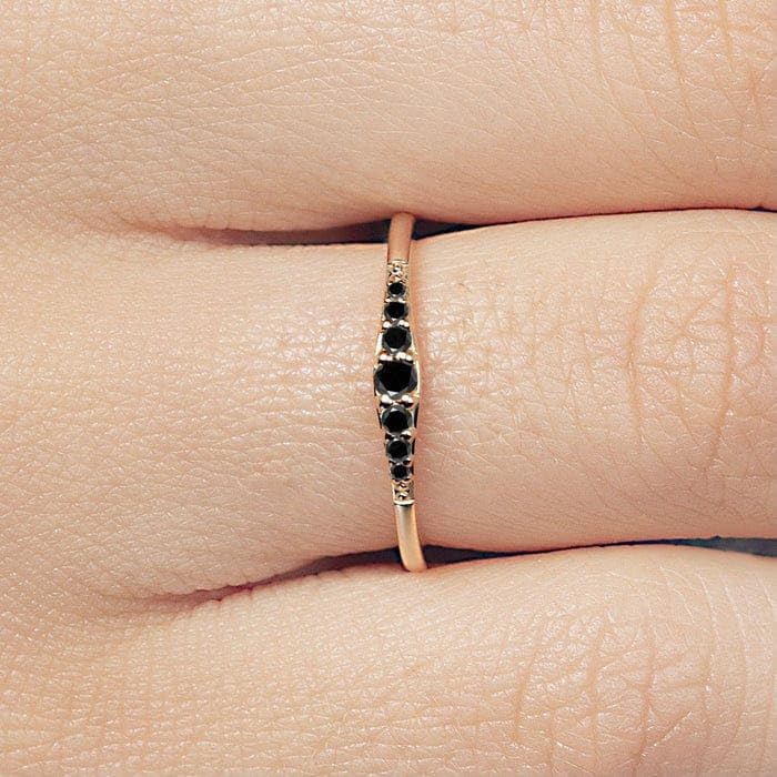 Black Onyx Eternity Ring, Sterling Silver, Yellow Gold, Minimalist, Unisex, Size 3-134