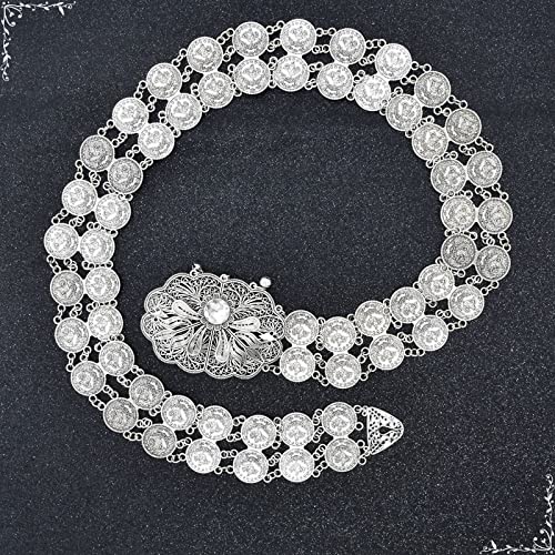 Cinturón de cadena de plata tallada KnSam con acabados labrados exclusivos para mujer 4