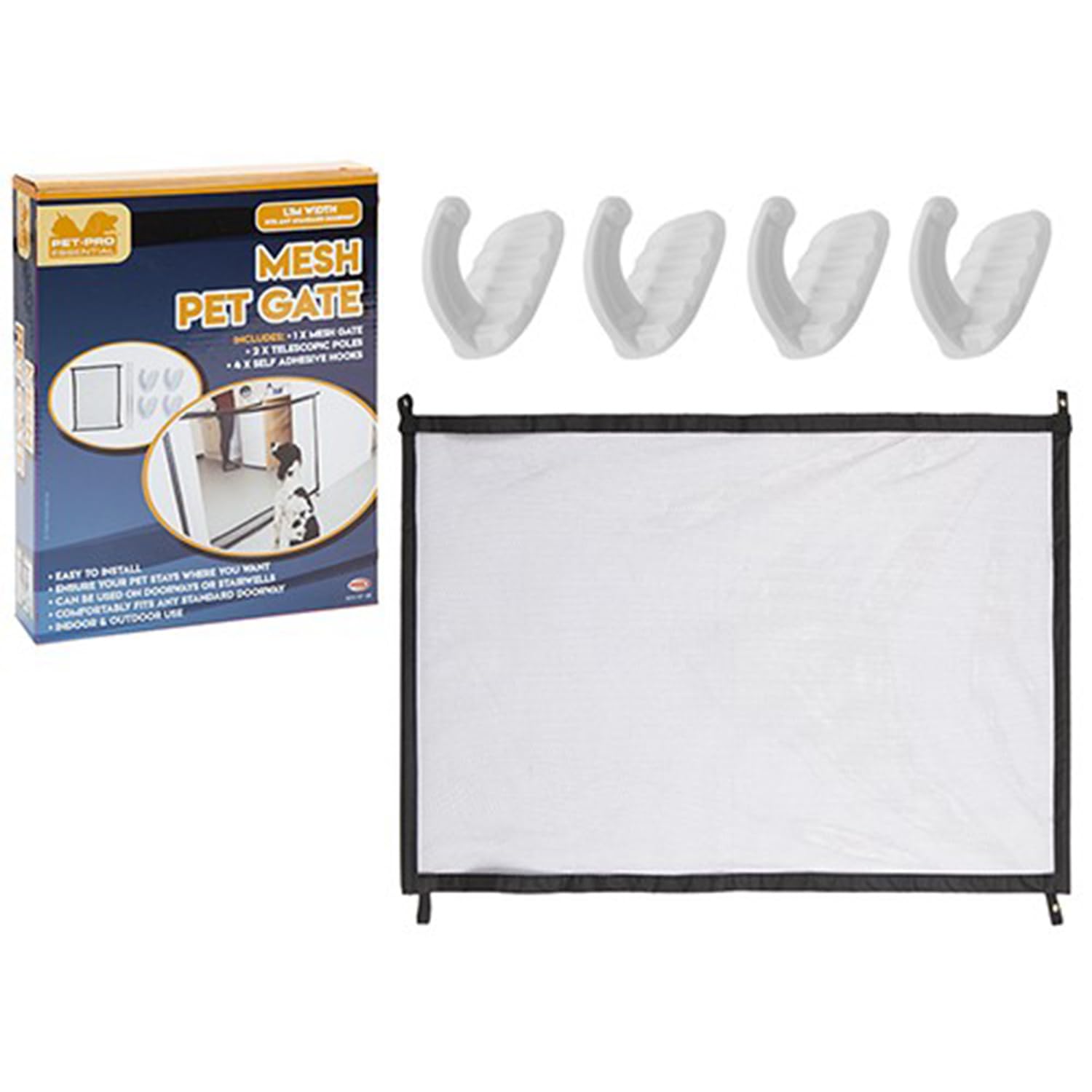 PMS 879041 Portable Mesh Pet Gate: Ideal for Household Use White, 7 Pieces, Mesh Magic Pet Dog Gate for Doorways Stairs