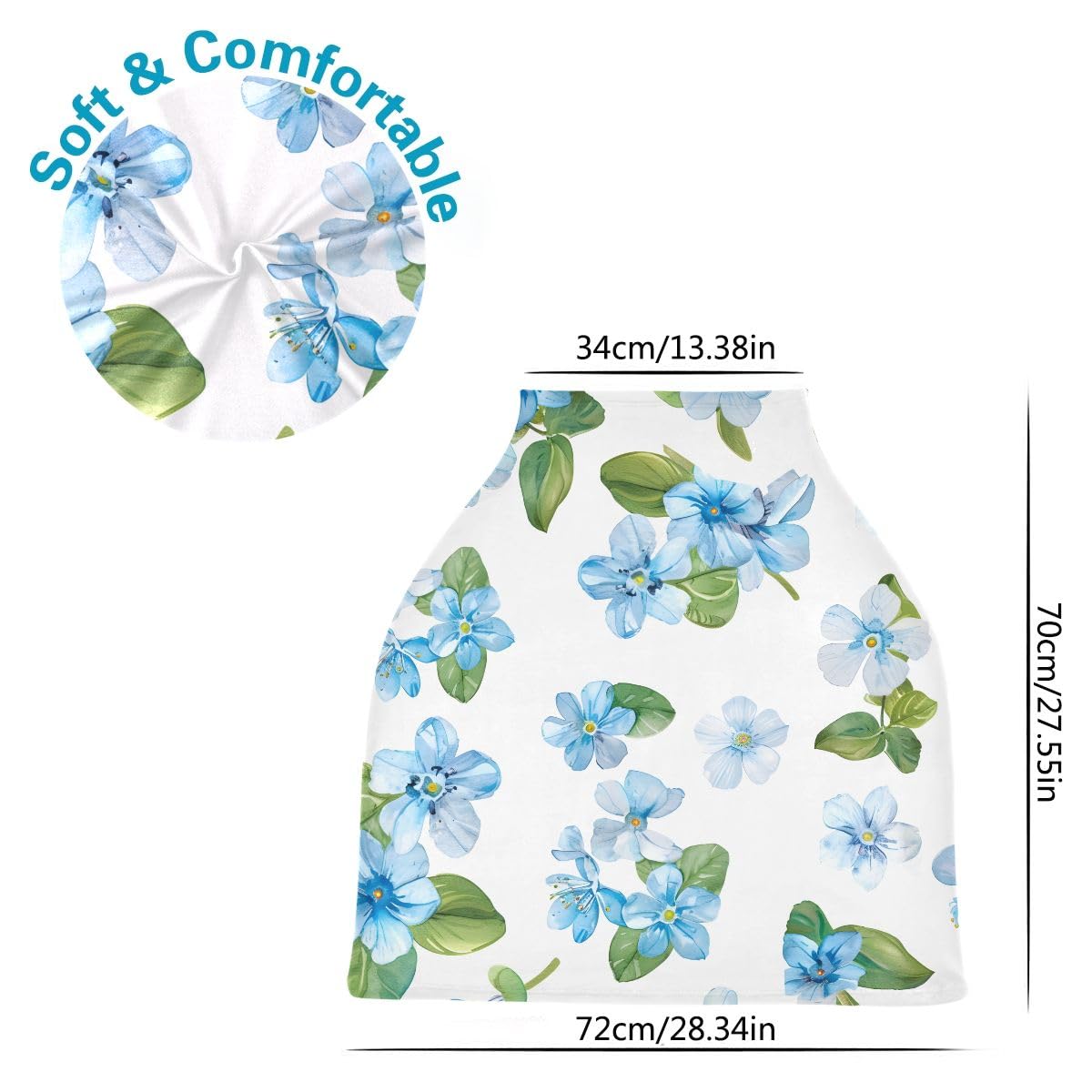Baby Car Seat Canopy Covers Nursing Cover Stretchy Boys Girls Forget-me-not Flowers Carrier Cover Breastfeeding Cover Breathable