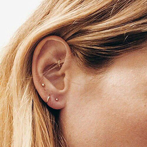 14K Yellow Gold Endless Hoop Earrings Tiny Round Flexible Thin Small Little Continuous Real Pure Gold Hoops (10Mm) #TOP1