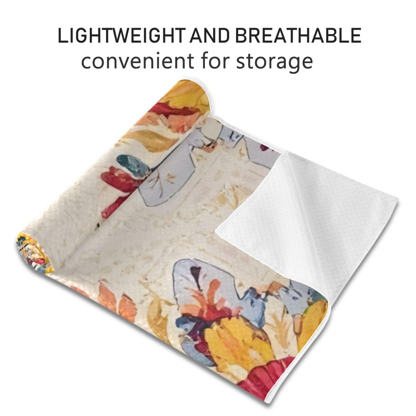 Hezely Non-Slip Hot Yoga Towel - Mat-Sized, Super-Absorbent Microfiber Sweat Towel for Gym, Bikram, Pilates and Yoga Mats,Vintage Floral Printing