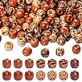 jiebor 200Pcs African Beads Small Wooden Beads Hair Beads Macrame Beads Barrel Beads for Hair Braids...