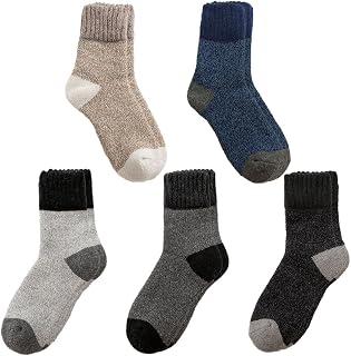 [Tomicoco] 靴下 男女兼用 5足組 あったか ソックス 厚手 暖かい ウール 秋 冬 極厚 防寒 冷え対策 伸縮性 蒸れない 脱げない カラフル