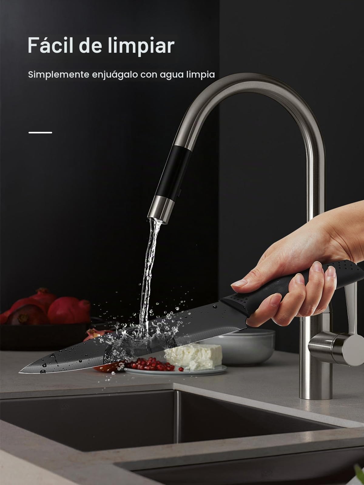Juego de Cuchillos de Cocina con Bloque FOHERE 23 Piezas Bloque de cuchillos con Afilador Integrado, Cuchillos Cocina con Cuchillo Deshuesador y Cuchillo para queso, Negro