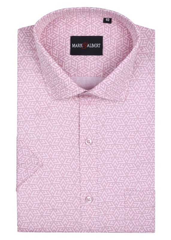 Image of MARK & ALBERT Men's 100% Cotton Printed Half Sleeves Regular Fit Shirt for Men