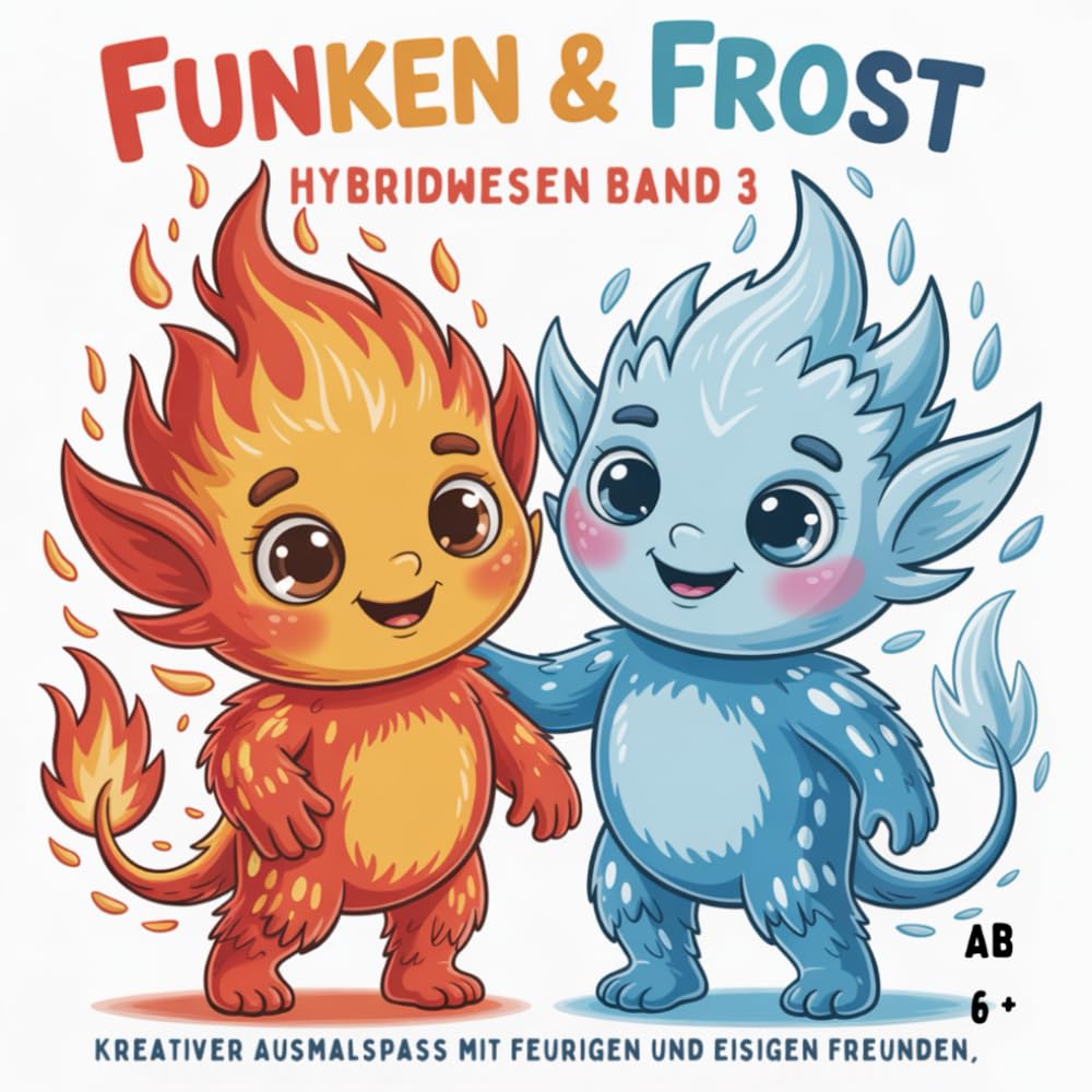 Funken & Frost - Hybridwesen Band 3: Kreativer Ausmalspaß mit feurigen und eisigen Freunden, 50 Bilderbab 6 Jahren